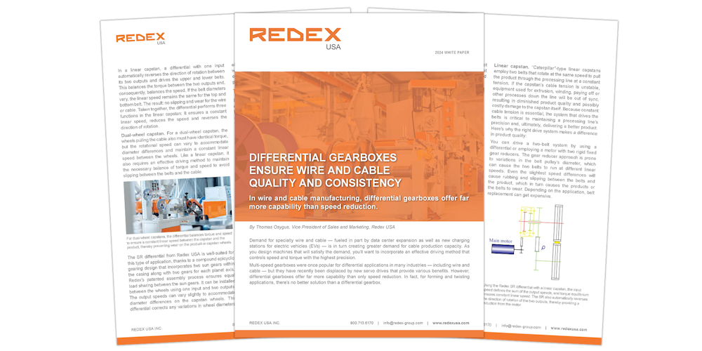 New Redex White Paper Addresses Drive Challenges in Wire and Cable Manufacturing